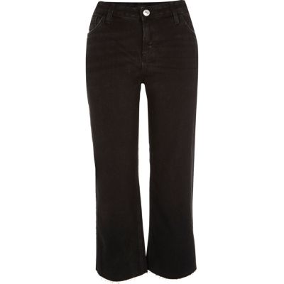 Black flared cropped jeans